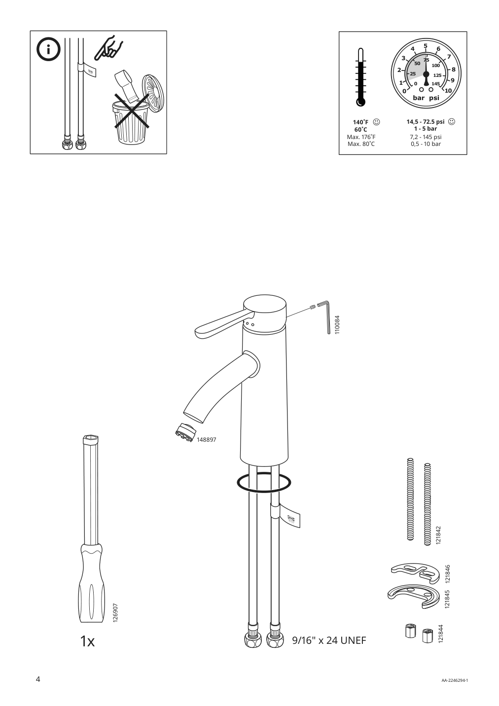 Assembly instructions for IKEA Dalskaer bath faucet with strainer chrome plated | Page 4 - IKEA GODMORGON/TOLKEN / TÖRNVIKEN cabinet, countertop, 19 5/8" sink 993.235.48