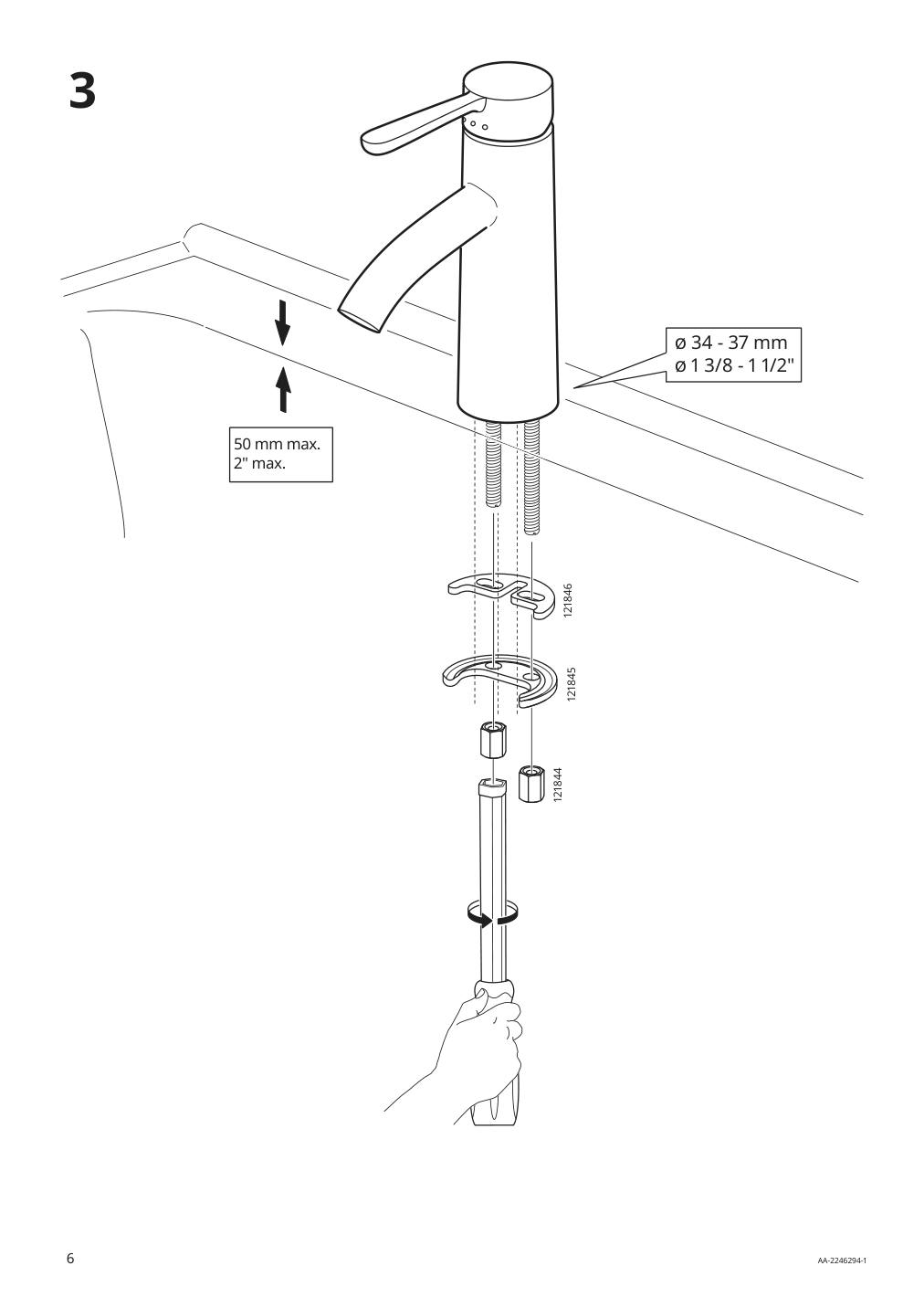 Assembly instructions for IKEA Dalskaer bath faucet with strainer chrome plated | Page 6 - IKEA GODMORGON/TOLKEN / TÖRNVIKEN cabinet, countertop, 19 5/8" sink 293.385.10