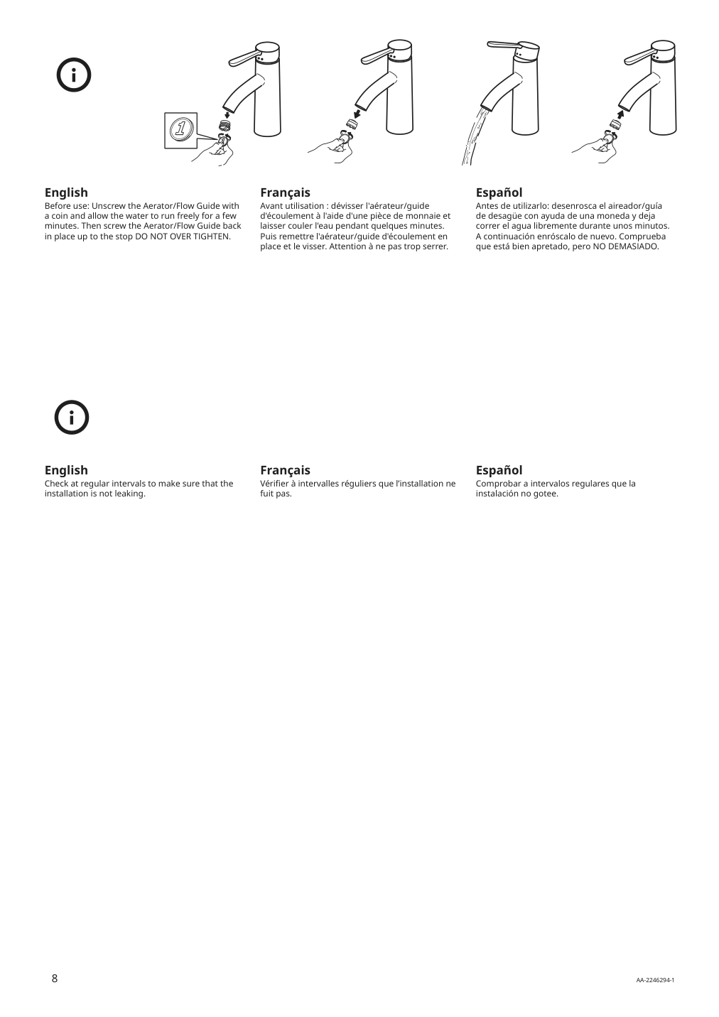 Assembly instructions for IKEA Dalskaer bath faucet with strainer chrome plated | Page 8 - IKEA GODMORGON/TOLKEN / TÖRNVIKEN cabinet, countertop, 19 5/8" sink 793.095.86