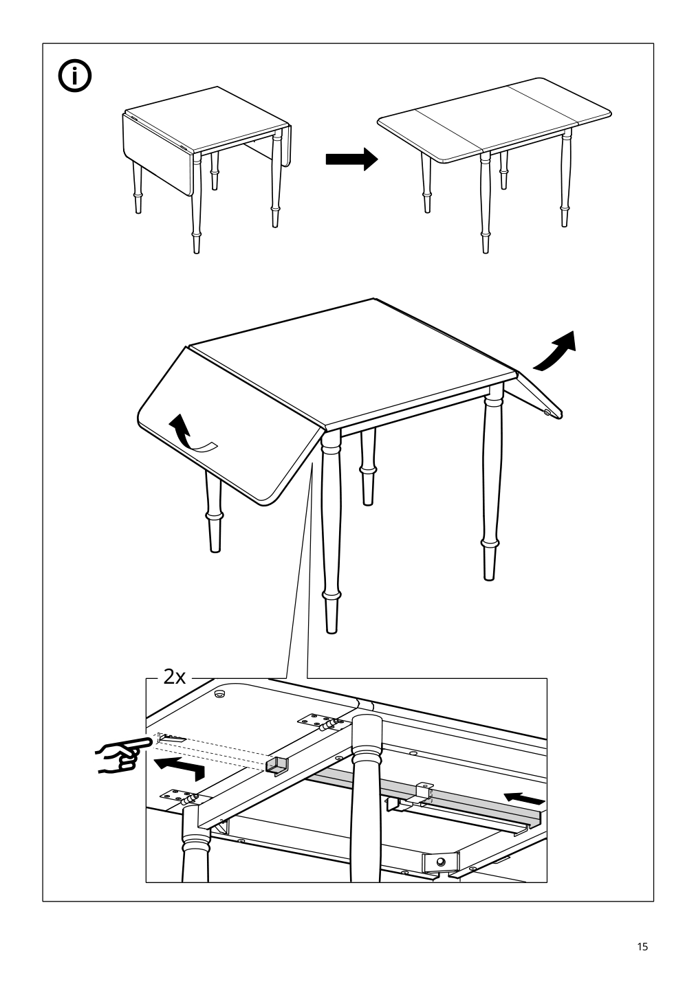 Assembly instructions for IKEA Danderyd drop leaf table oak veneer white | Page 15 - IKEA DANDERYD / EBBALYCKE table and 2 chairs 895.601.06