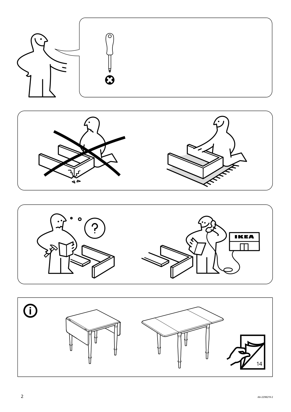 Assembly instructions for IKEA Danderyd drop leaf table oak veneer white | Page 2 - IKEA DANDERYD / EBBALYCKE table and 2 chairs 895.601.06