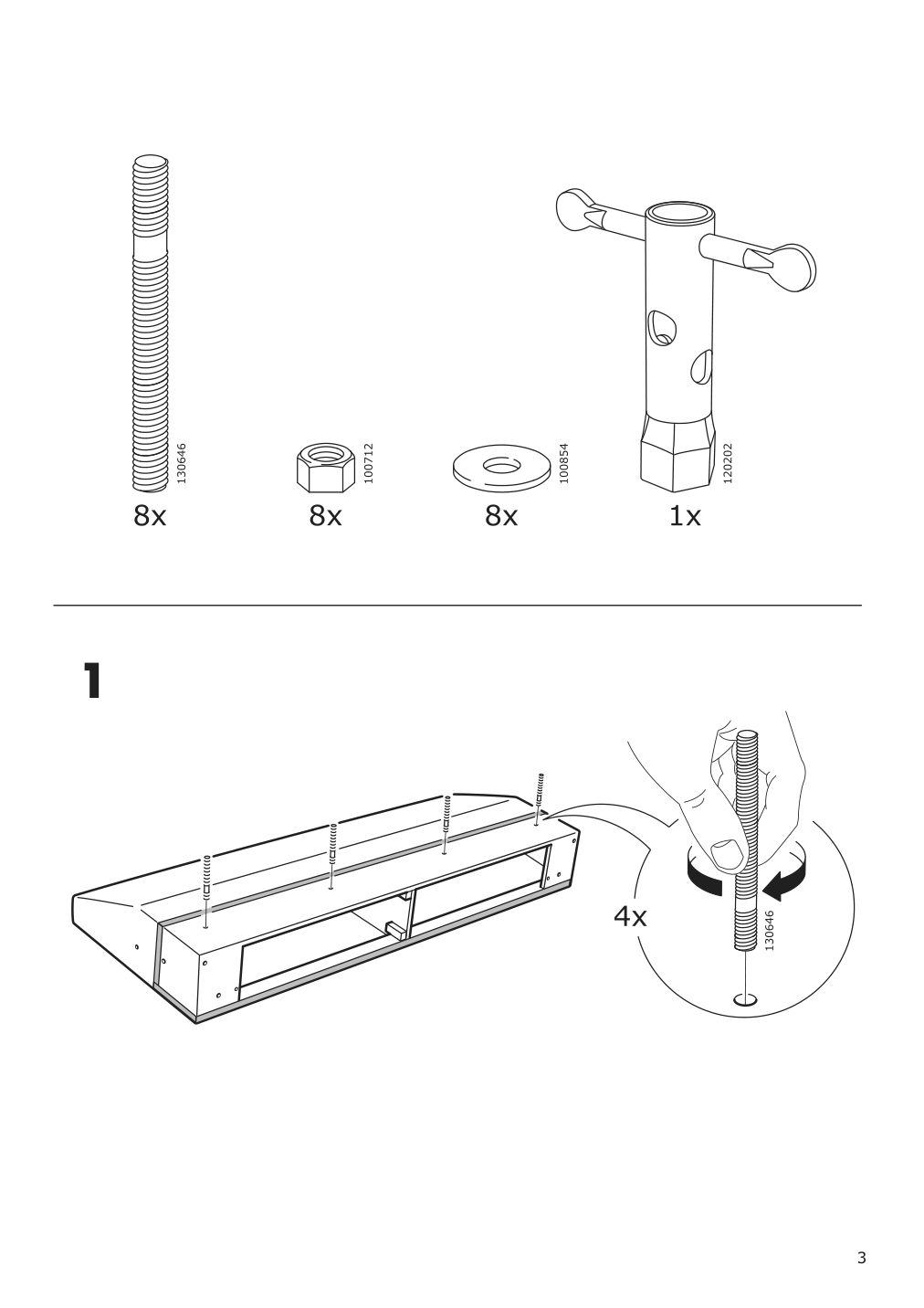 Assembly instructions for IKEA Daretorp frame for loveseat section | Page 3 - IKEA FINNALA corner sectional, 5-seat w chaise 095.756.68