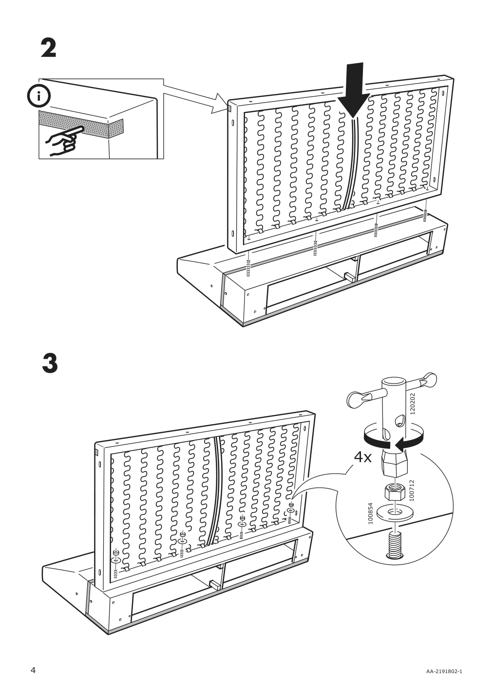 Assembly instructions for IKEA Daretorp frame for loveseat section | Page 4 - IKEA FINNALA corner sectional, 5-seat w chaise 095.756.68