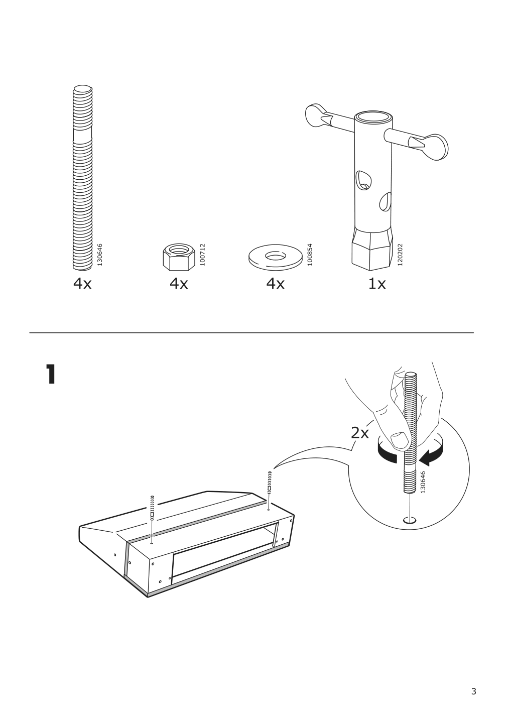 Assembly instructions for IKEA Daretorp frame for one seat section | Page 3 - IKEA FINNALA sectional, 4-seat corner 893.361.41