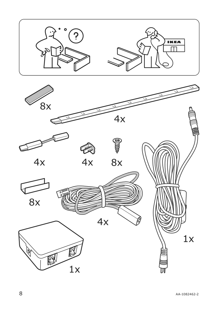 Assembly instructions for IKEA Dioder led 4 piece light strip set white | Page 8 - IKEA DIODER LED 4-piece light strip set 201.194.18