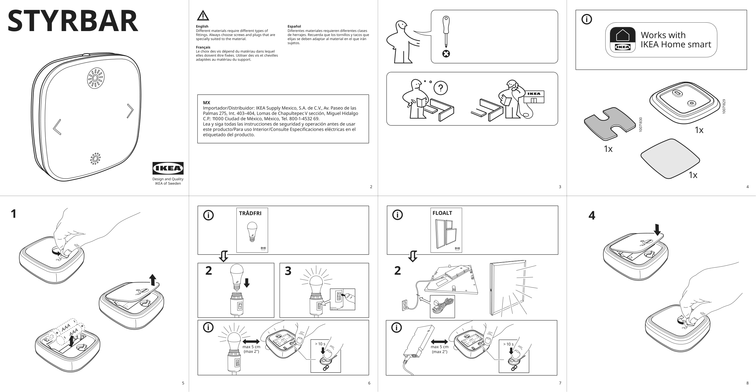 Assembly instructions for IKEA Styrbar remote control smart stainless steel | Page 1 - IKEA STYRBAR remote control 104.352.24