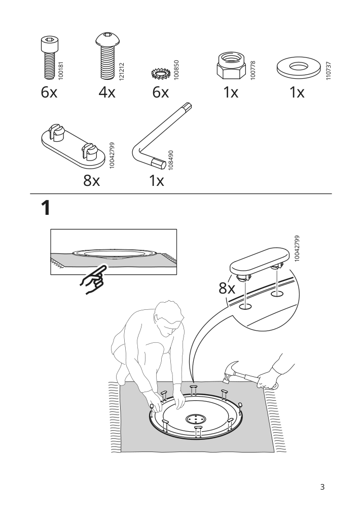 Assembly instructions for IKEA Docksta underframe white | Page 3 - IKEA DOCKSTA bar table 494.188.36