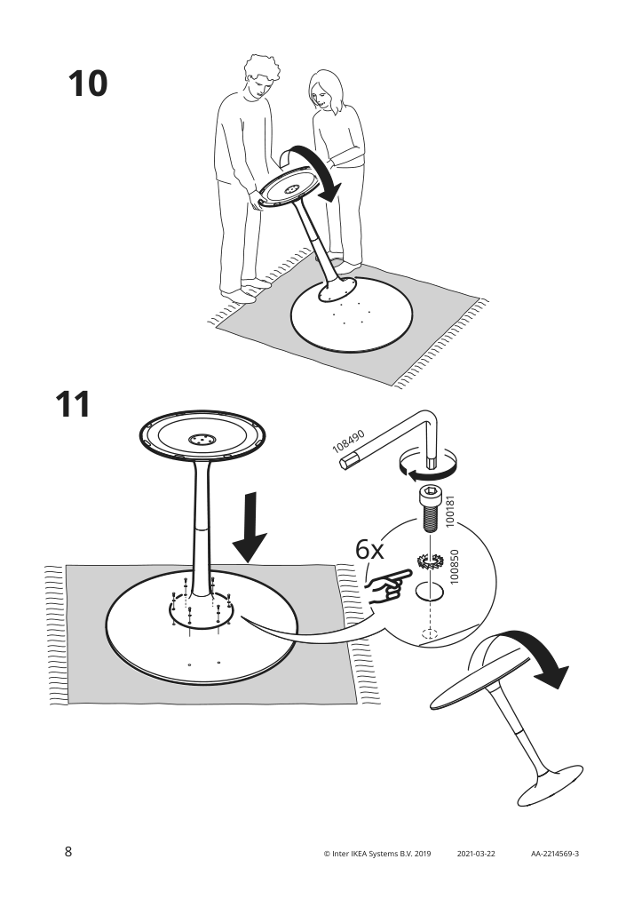 Assembly instructions for IKEA Docksta underframe white | Page 8 - IKEA DOCKSTA bar table 494.188.36