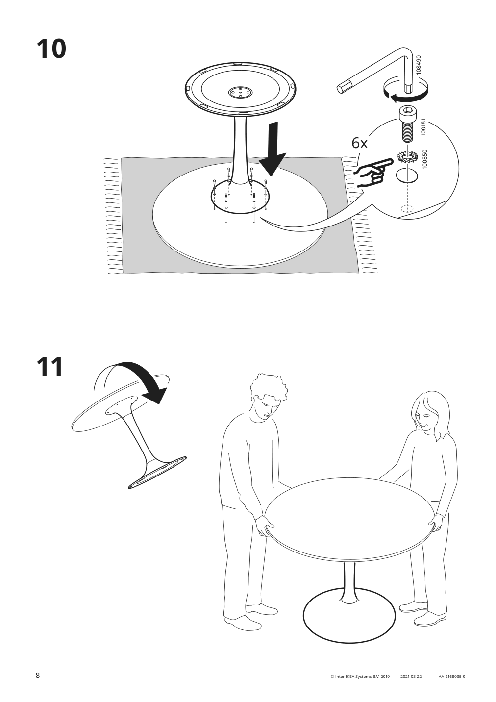 Assembly instructions for IKEA Docksta underframe white | Page 8 - IKEA DOCKSTA / SIGTRYGG table and 4 chairs 794.816.33