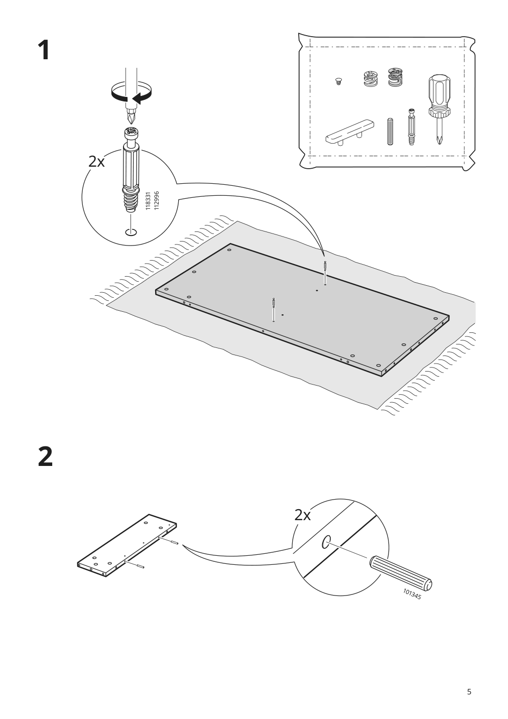 Assembly instructions for IKEA Dundra activity table with storage white gray | Page 5 - IKEA DUNDRA activity table with storage 304.724.99