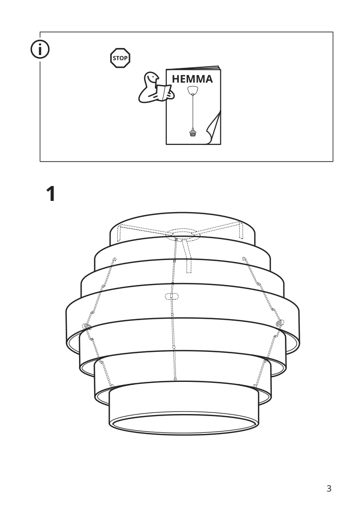 Assembly instructions for IKEA Dykarklocka pendant lamp shade white stained oak veneer | Page 3 - IKEA DYKARKLOCKA / HEMMA pendant lamp 395.748.13