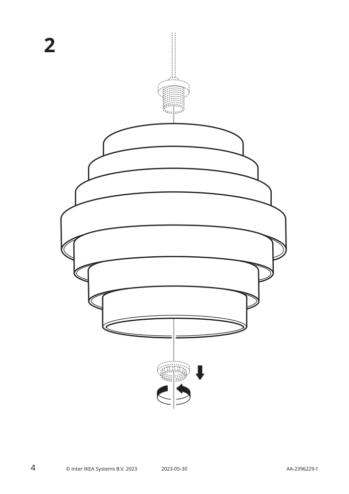 Assembly instructions for IKEA Dykarklocka pendant lamp shade white stained oak veneer | Page 4 - IKEA DYKARKLOCKA / HEMMA pendant lamp 395.748.13