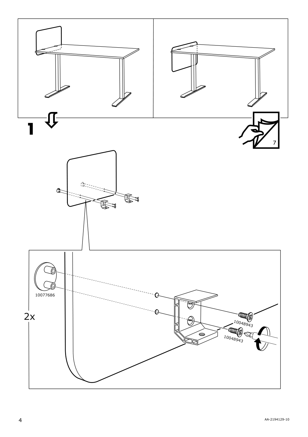 Assembly instructions for IKEA Eilif screen for desk gray | Page 4 - IKEA BEKANT desk with screen 993.873.85