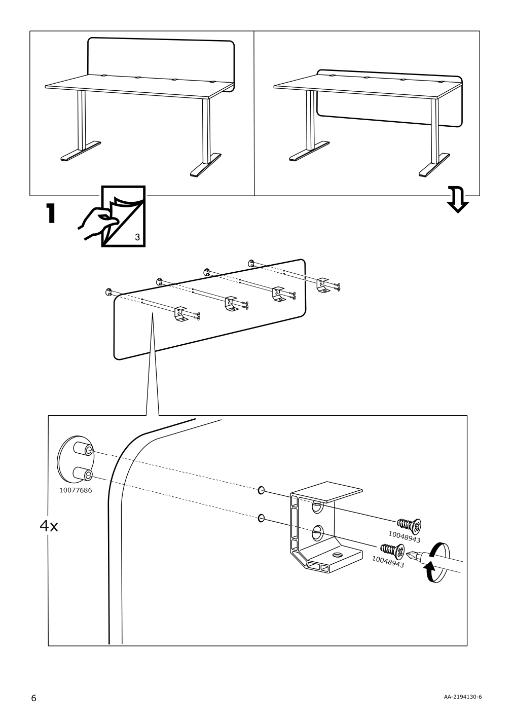 Assembly instructions for IKEA Eilif screen for desk gray | Page 6 - IKEA BEKANT desk with screen 293.873.79