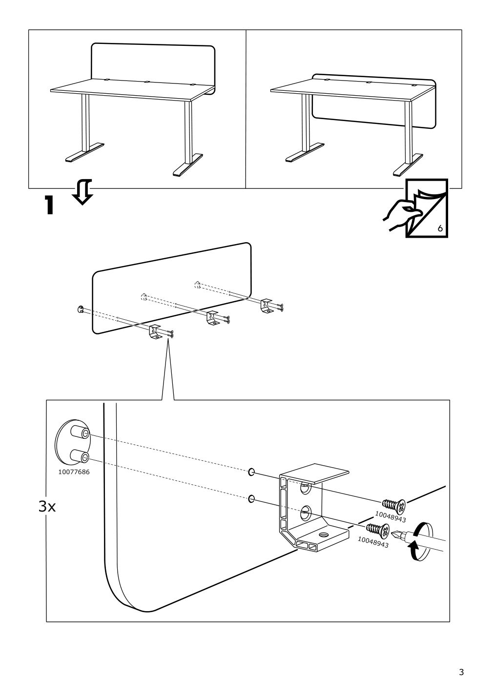 Assembly instructions for IKEA Eilif screen for desk gray | Page 3 - IKEA BEKANT desk with screen 693.872.97