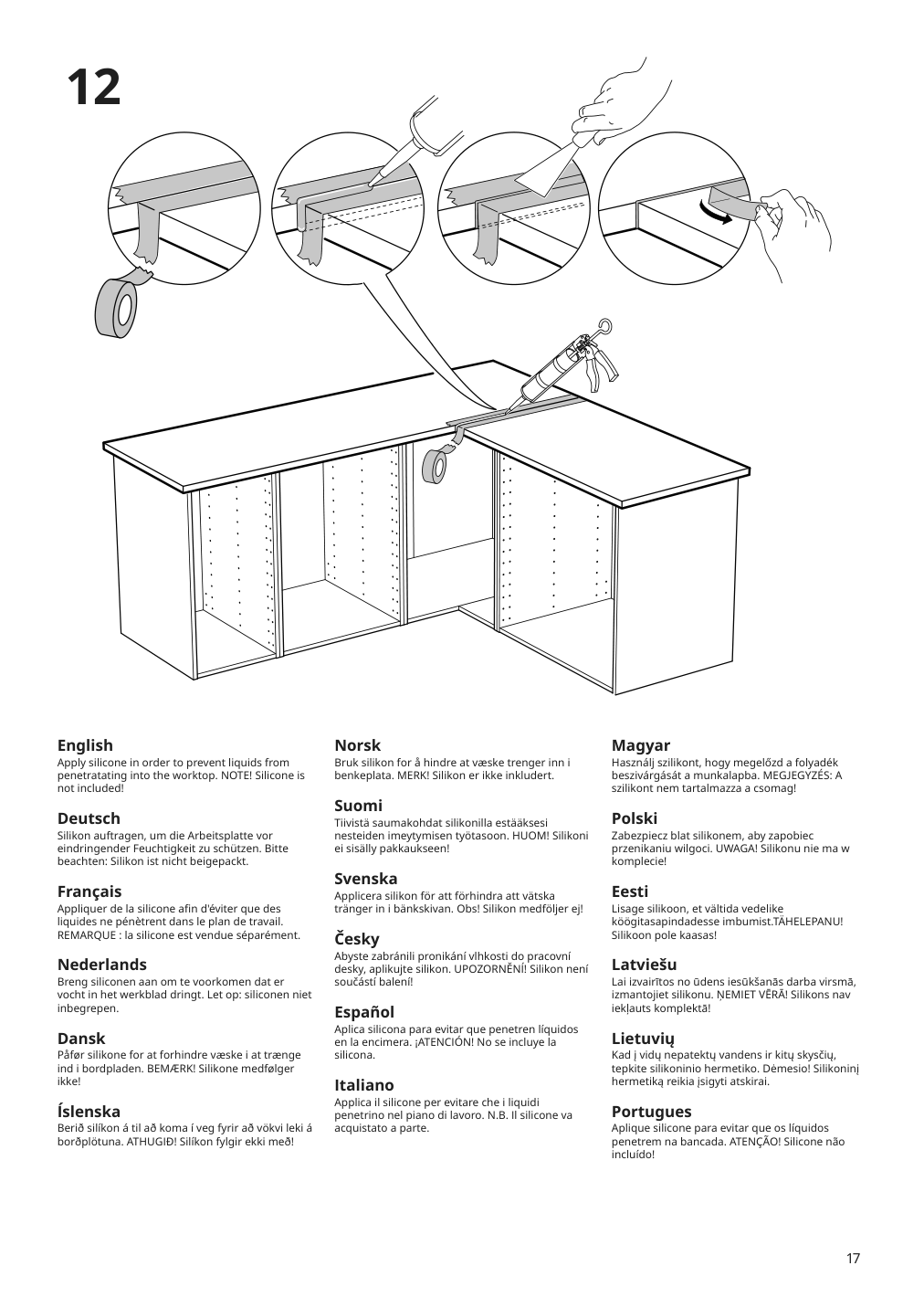 Assembly instructions for IKEA Ekbacken countertop white marble effect laminate | Page 17 - IKEA ENHET kitchen 194.856.05