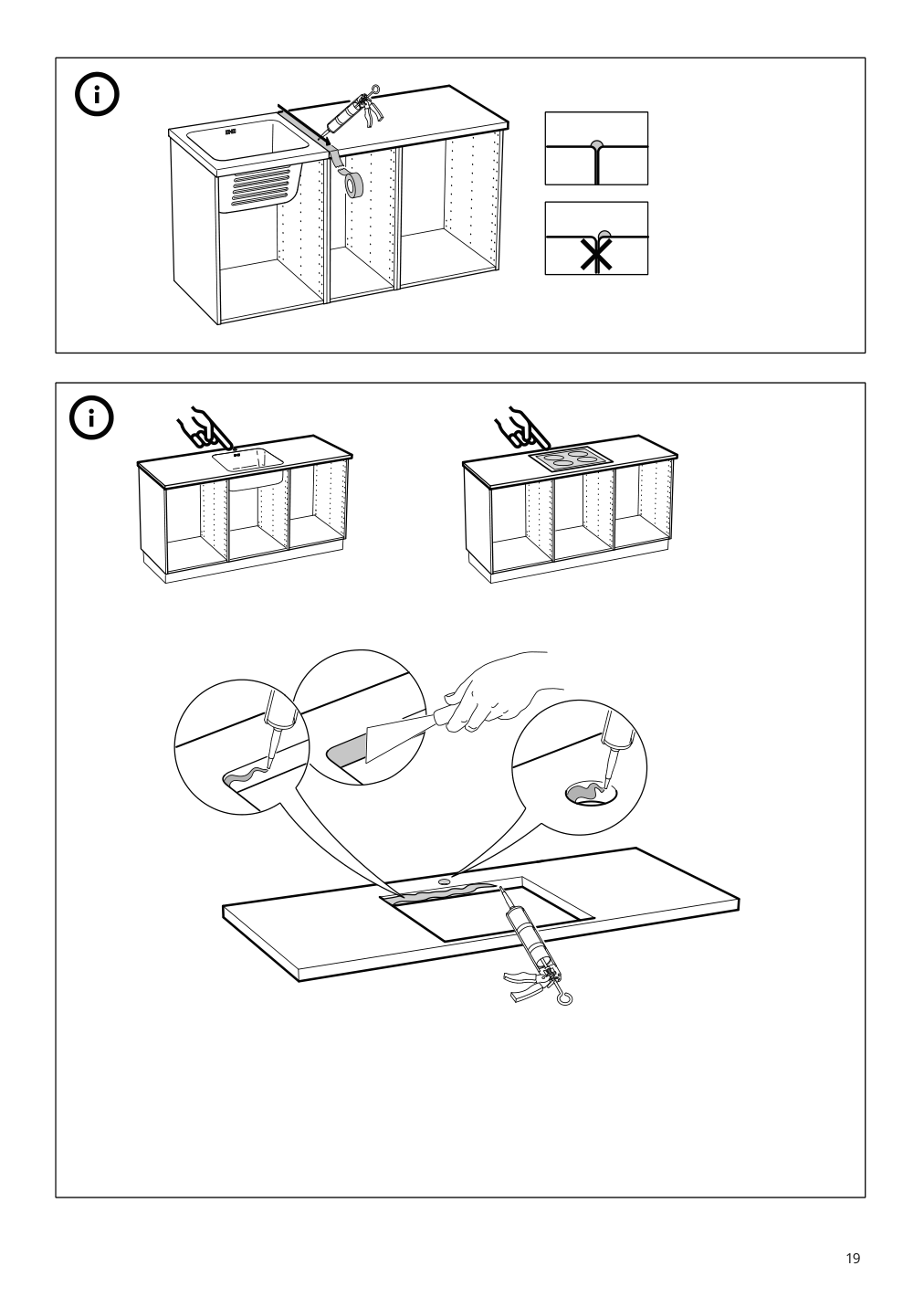 Assembly instructions for IKEA Ekbacken countertop white marble effect laminate | Page 19 - IKEA ENHET corner kitchen 994.856.68