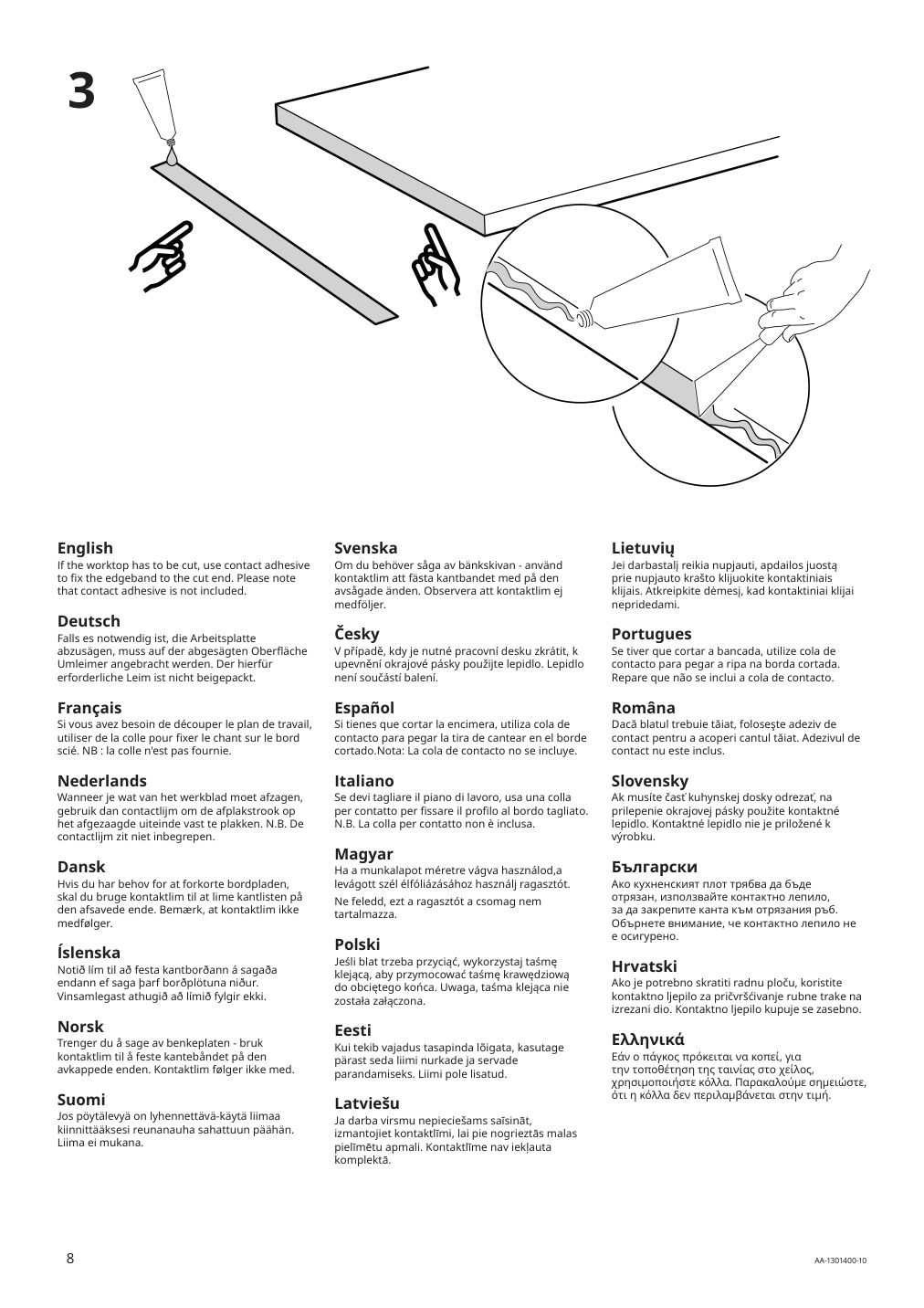 Assembly instructions for IKEA Ekbacken countertop white marble effect laminate | Page 8 - IKEA ENHET kitchen 194.856.05