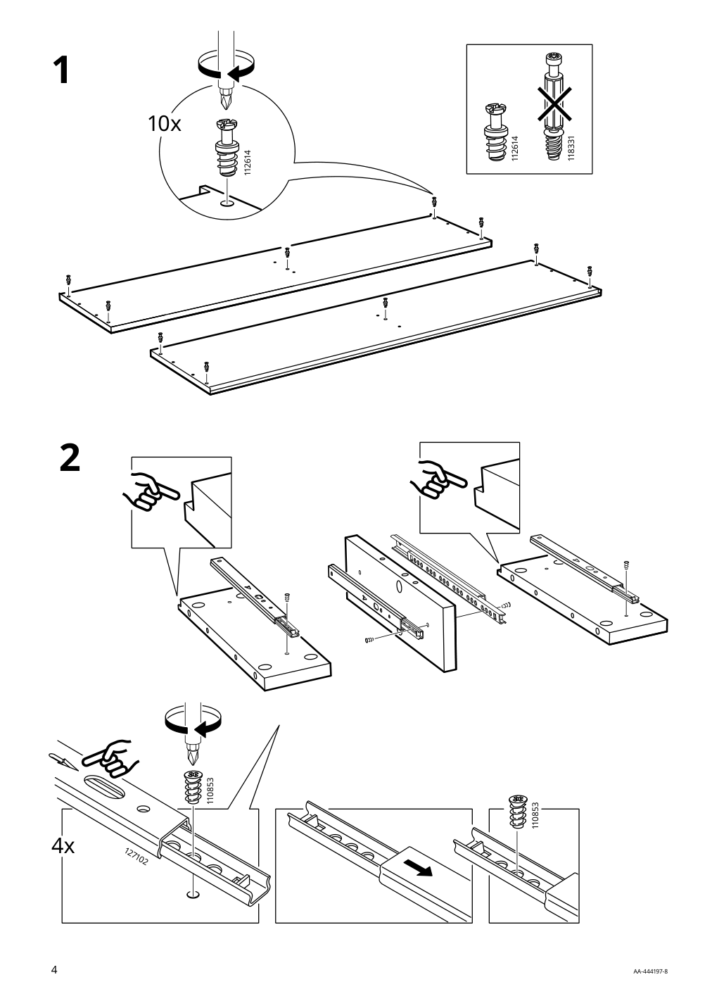 Assembly instructions for IKEA Ekby alex shelf with drawers white | Page 4 - IKEA EKBY ALEX / RAMSHULT wall shelf 092.909.53