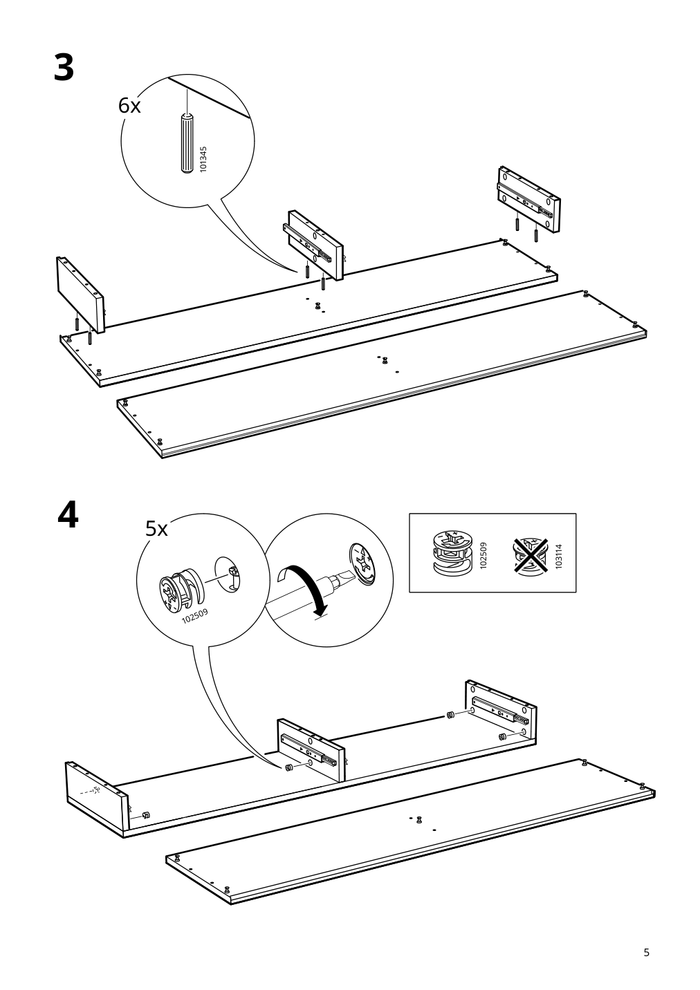 Assembly instructions for IKEA Ekby alex shelf with drawers white | Page 5 - IKEA EKBY ALEX / RAMSHULT wall shelf 092.909.53