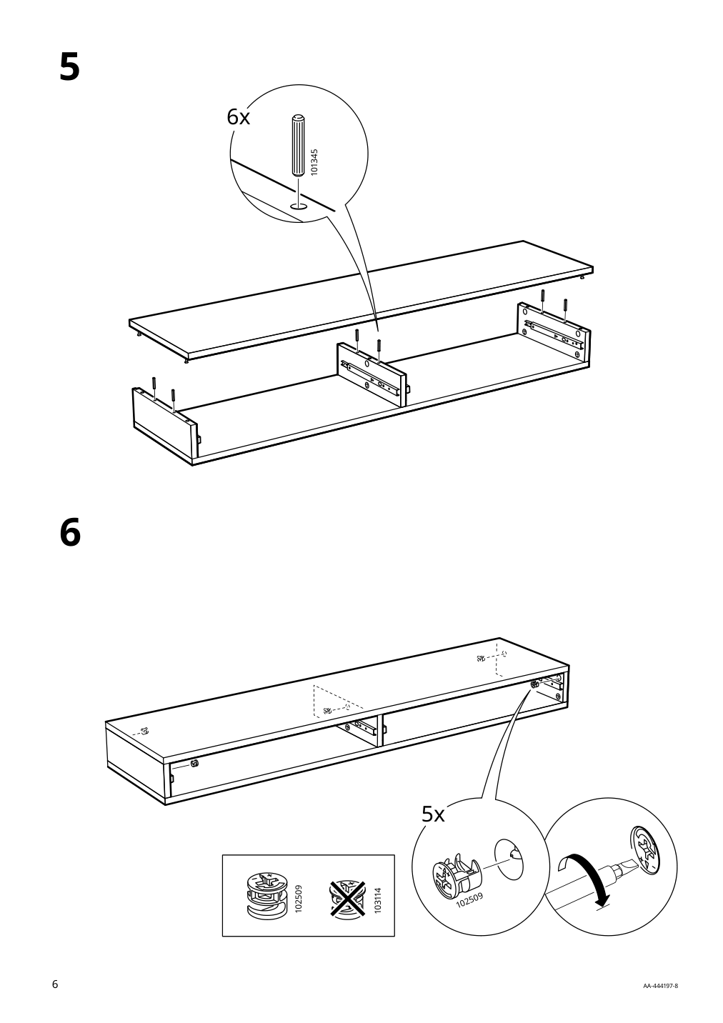Assembly instructions for IKEA Ekby alex shelf with drawers white | Page 6 - IKEA EKBY ALEX / RAMSHULT wall shelf 092.909.53
