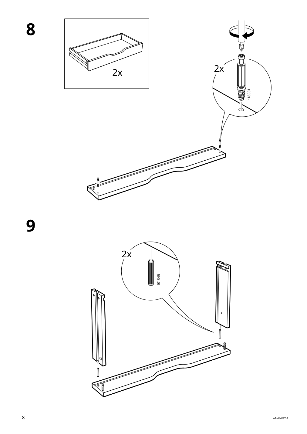 Assembly instructions for IKEA Ekby alex shelf with drawers white | Page 8 - IKEA EKBY ALEX / RAMSHULT wall shelf 092.909.53