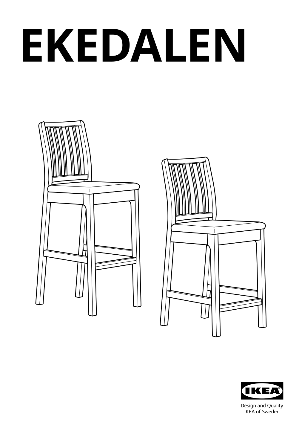 Assembly instructions for IKEA Ekedalen bar stool with backrest white orrsta light gray | Page 1 - IKEA EKEDALEN bar stool with backrest 004.005.12