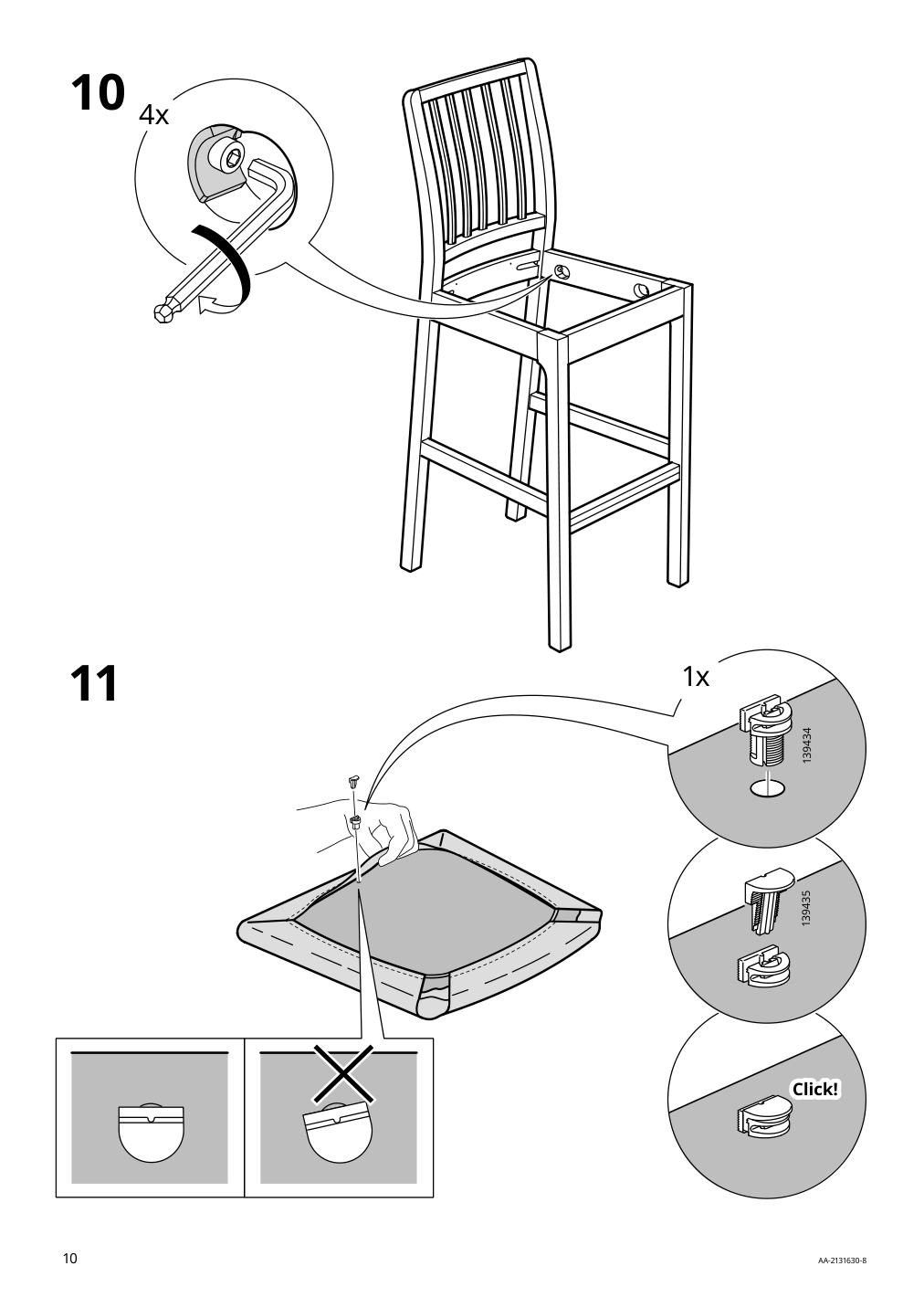 Assembly instructions for IKEA Ekedalen bar stool with backrest dark brown orrsta light gray | Page 10 - IKEA EKEDALEN / EKEDALEN bar table and 4 bar stools 693.042.21