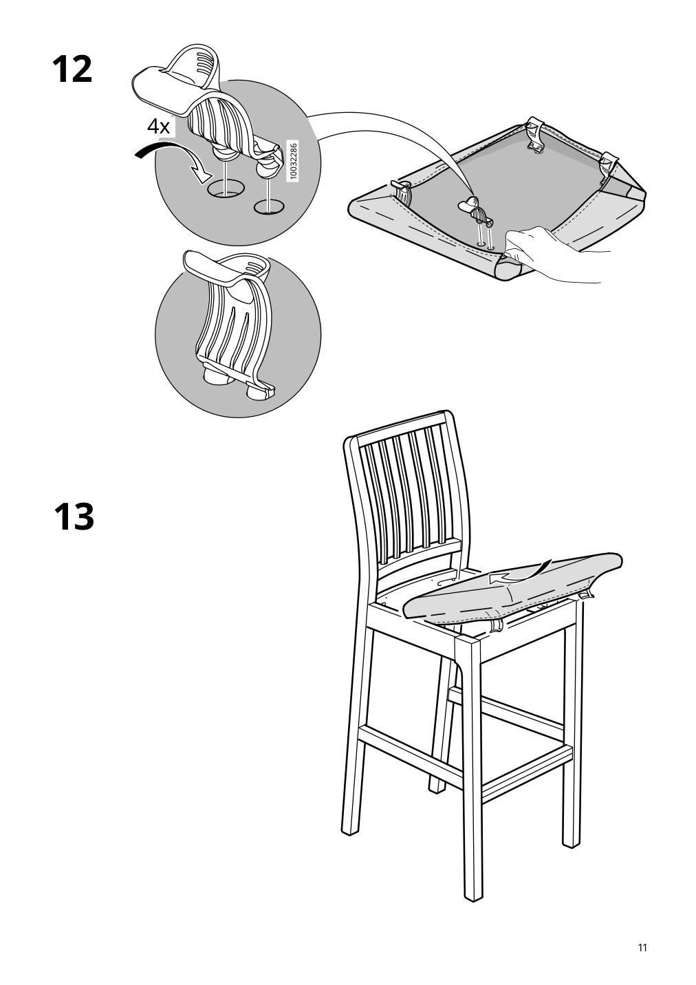 Assembly instructions for IKEA Ekedalen bar stool with backrest white orrsta light gray | Page 11 - IKEA EKEDALEN bar stool with backrest 004.005.12