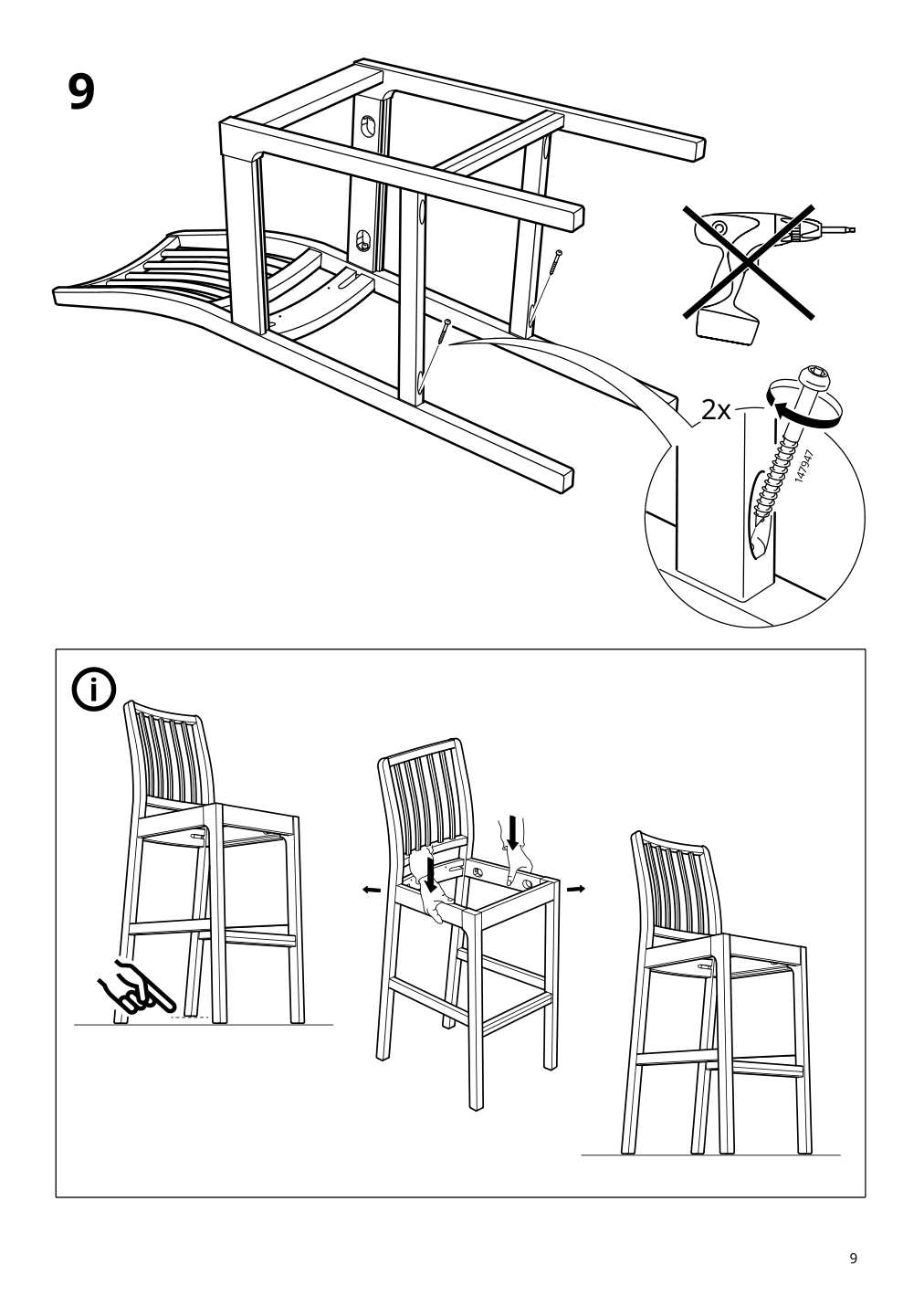 Assembly instructions for IKEA Ekedalen bar stool with backrest white orrsta light gray | Page 9 - IKEA EKEDALEN bar stool with backrest 004.005.12