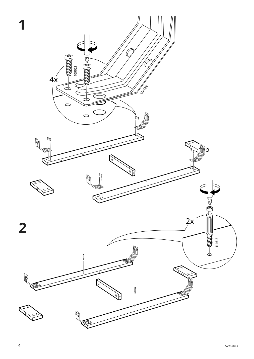 Assembly instructions for IKEA Ekedalen bench dark brown | Page 4 - IKEA EKEDALEN / EKEDALEN table and 2 benches 494.827.71