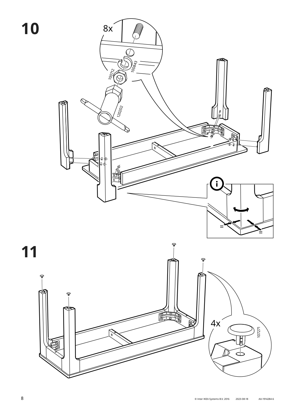 Assembly instructions for IKEA Ekedalen bench dark brown | Page 8 - IKEA EKEDALEN / EKEDALEN table and 2 benches 494.827.71