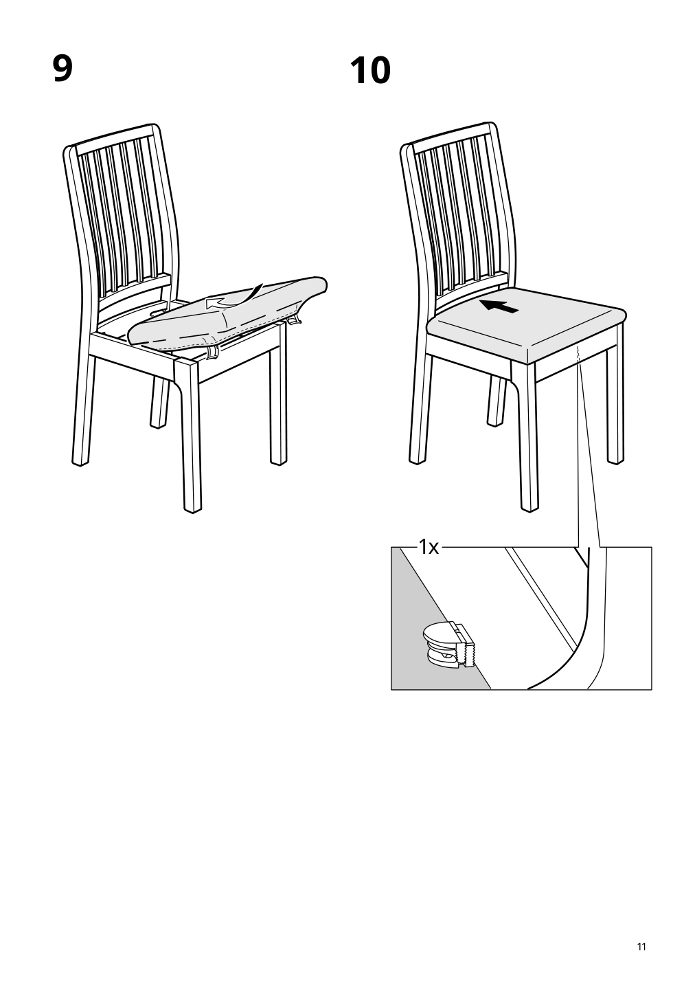 Assembly instructions for IKEA Ekedalen chair black orrsta light gray | Page 11 - IKEA LANEBERG / EKEDALEN table and 4 chairs 793.047.77