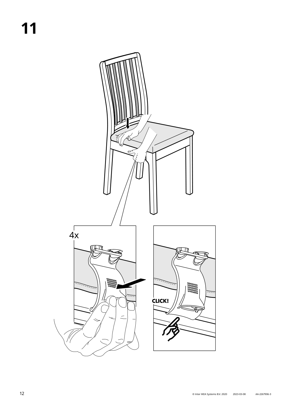 Assembly instructions for IKEA Ekedalen chair black orrsta light gray | Page 12 - IKEA LANEBERG / EKEDALEN table and 4 chairs 793.047.77