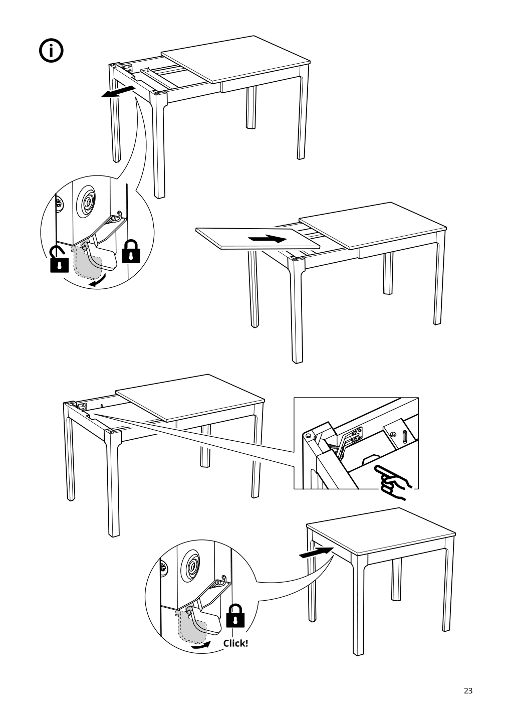 Assembly instructions for IKEA Ekedalen extendable table white | Page 23 - IKEA EKEDALEN / GRÖNSTA table and 2 chairs 895.487.94