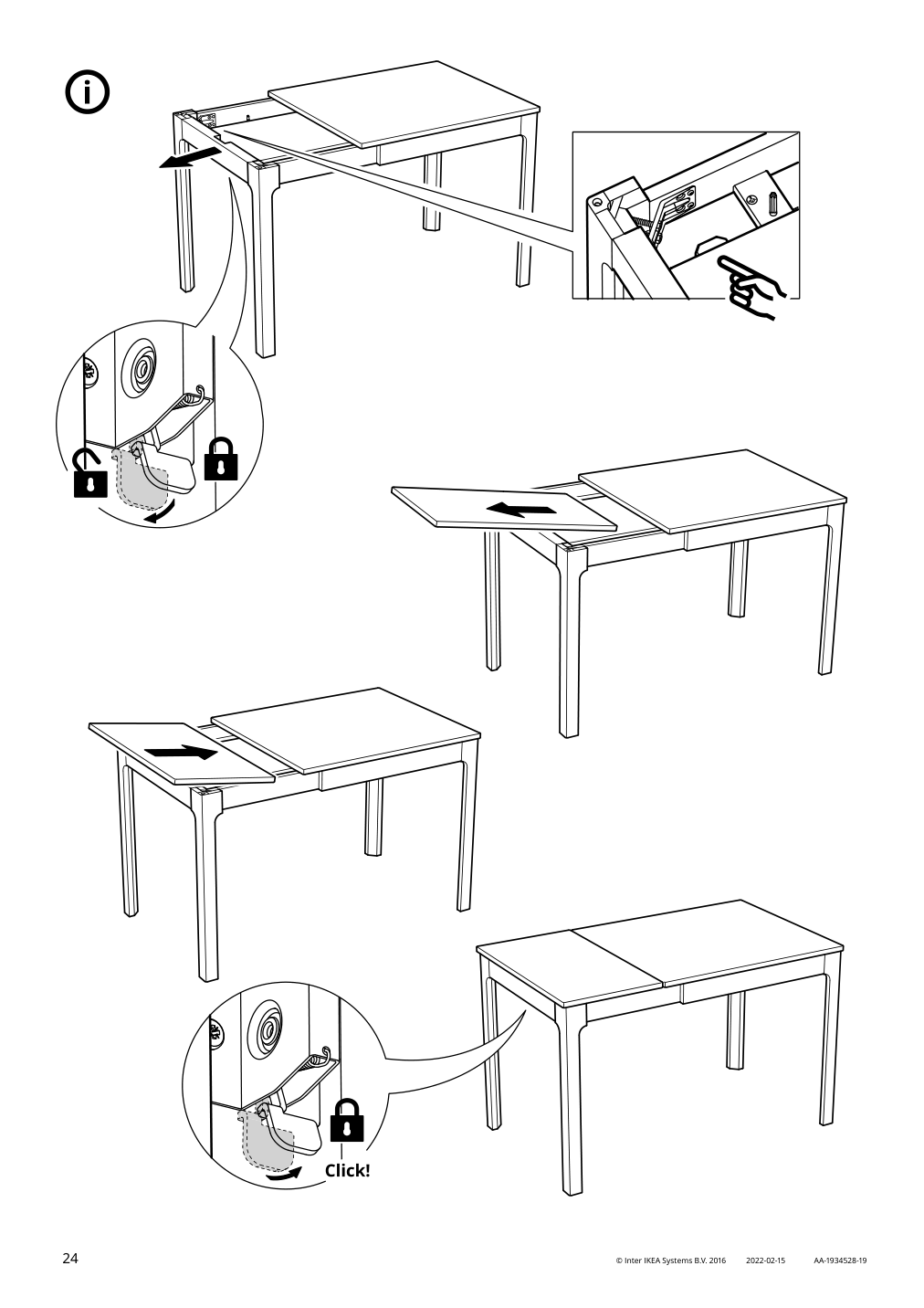 Assembly instructions for IKEA Ekedalen extendable table white | Page 24 - IKEA EKEDALEN / GRÖNSTA table and 2 chairs 895.487.94