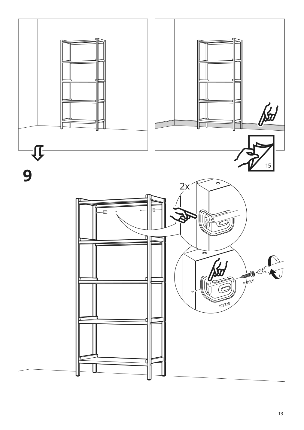 Assembly instructions for IKEA Ekenabben open shelf unit aspen white | Page 13 - IKEA TROTTEN/FLINTAN / EKENABBEN desk and storage combination 794.368.29