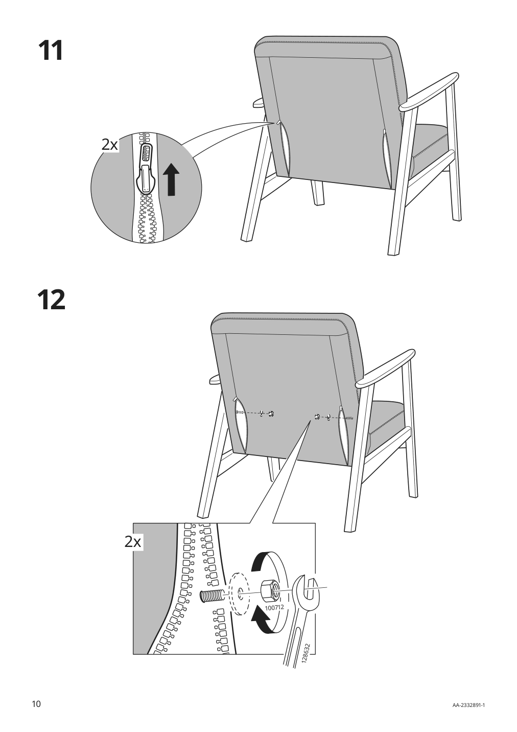 Assembly instructions for IKEA Ekenaeset armchair kilanda light beige | Page 10 - IKEA EKENÄSET armchair 305.334.93