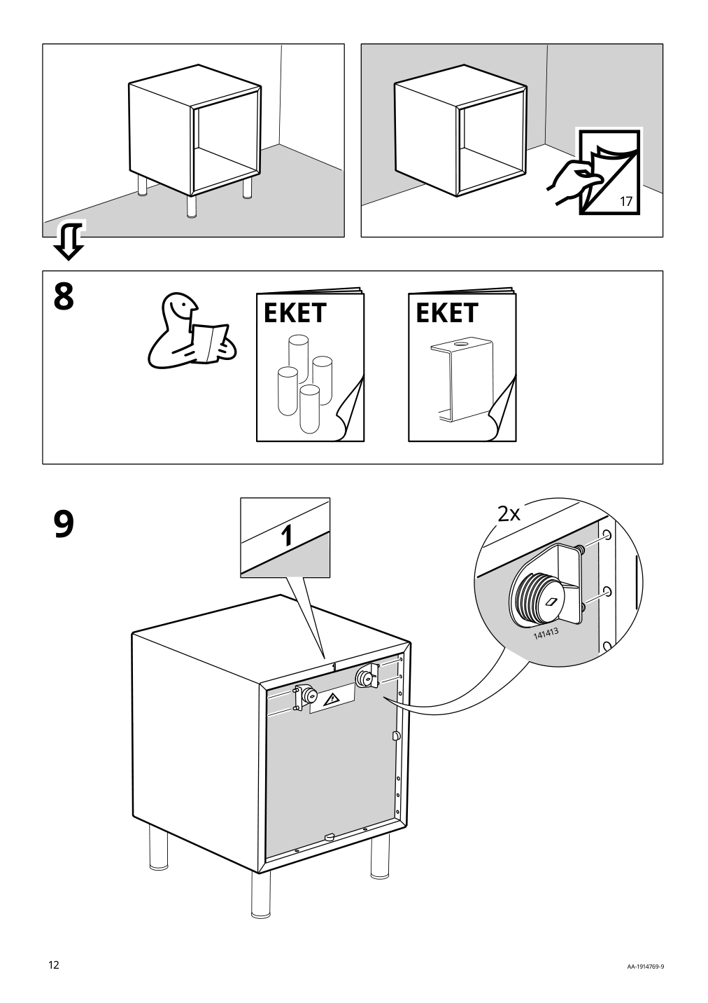 Assembly instructions for IKEA Eket cabinet brown walnut effect | Page 12 - IKEA BESTÅ / EKET TV storage combination 394.908.04