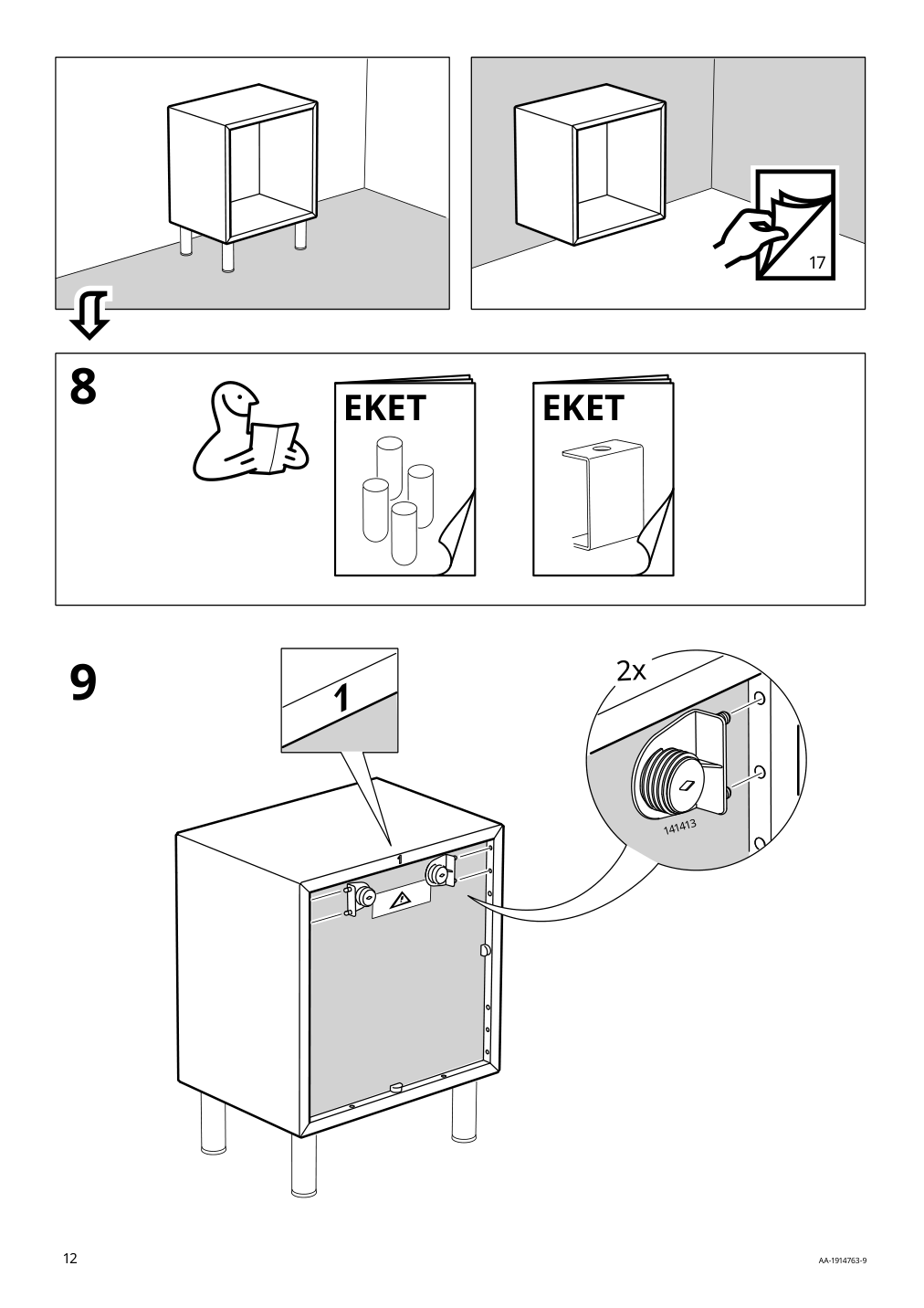 Assembly instructions for IKEA Eket cabinet white stained oak effect | Page 12 - IKEA BESTÅ / EKET TV storage combination 392.868.55