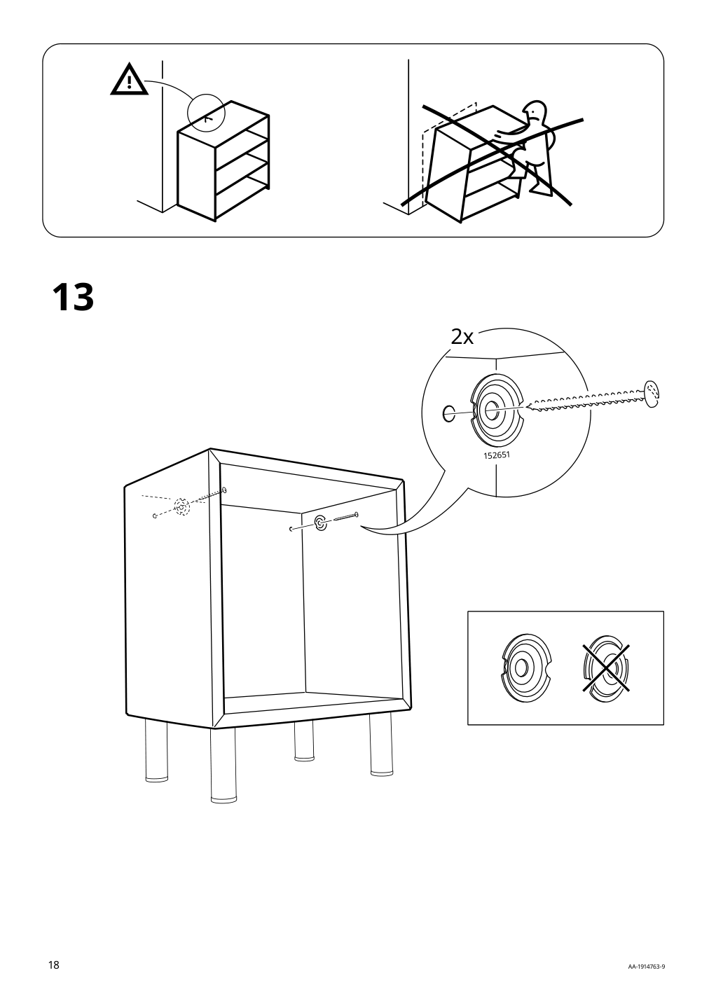 Assembly instructions for IKEA Eket cabinet white stained oak effect | Page 18 - IKEA BESTÅ / EKET TV storage combination 392.868.55