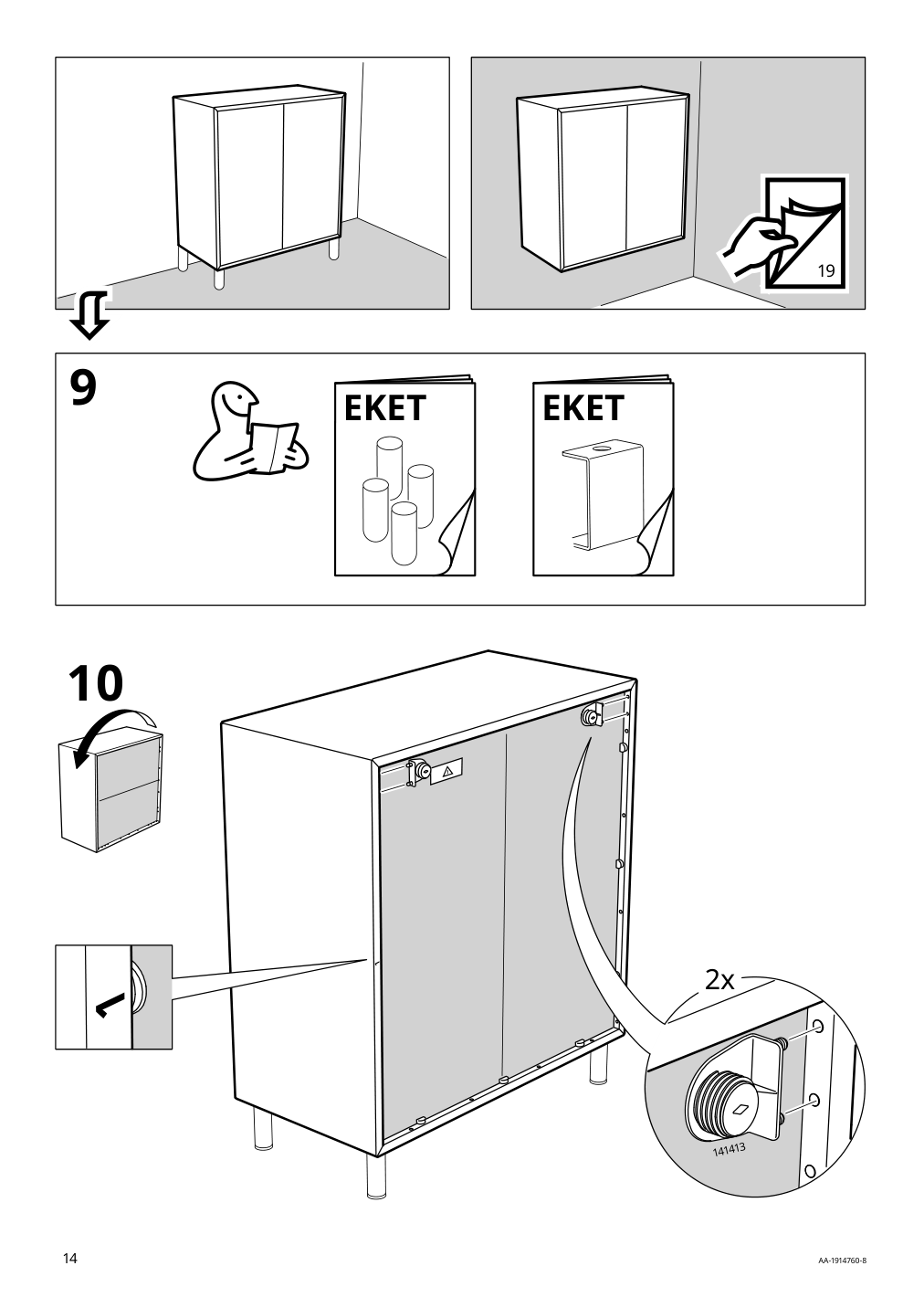 Assembly instructions for IKEA Eket cabinet with 2 doors and shelf dark gray | Page 14 - IKEA EKET cabinet with 2 doors and shelf 203.449.21