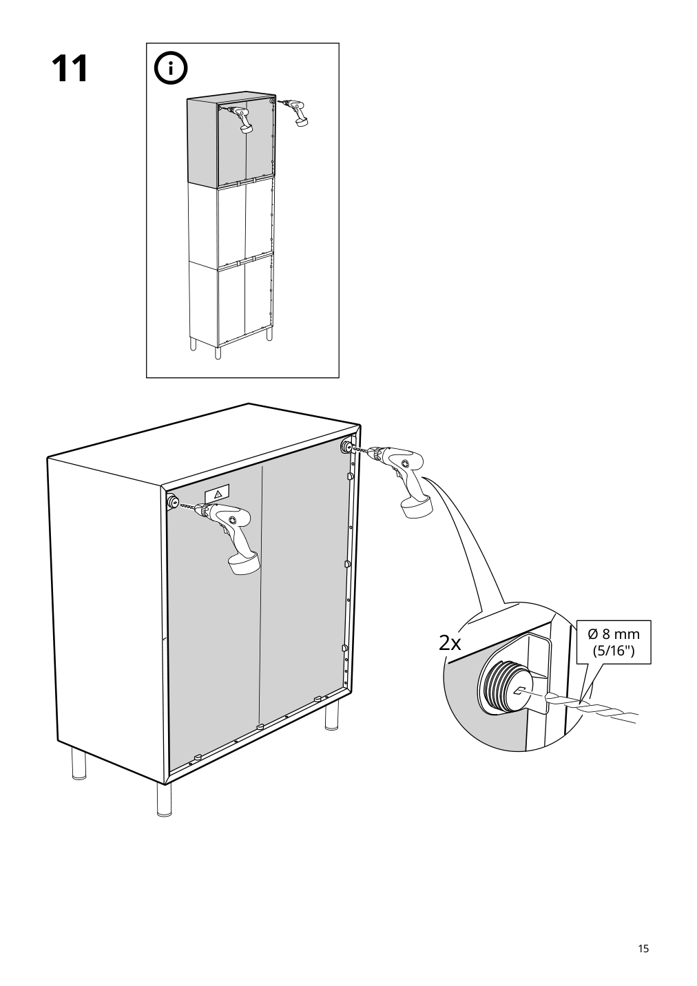 Assembly instructions for IKEA Eket cabinet with 2 doors and shelf dark gray | Page 15 - IKEA EKET wall-mounted cabinet combination 294.927.47