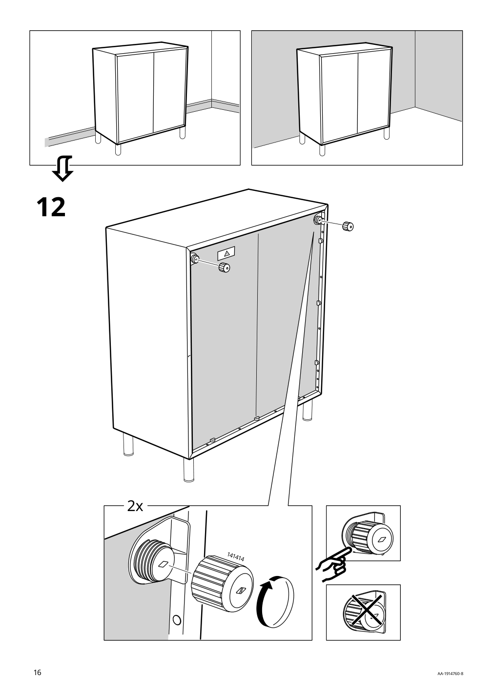 Assembly instructions for IKEA Eket cabinet with 2 doors and shelf dark gray | Page 16 - IKEA EKET wall-mounted cabinet combination 194.942.66