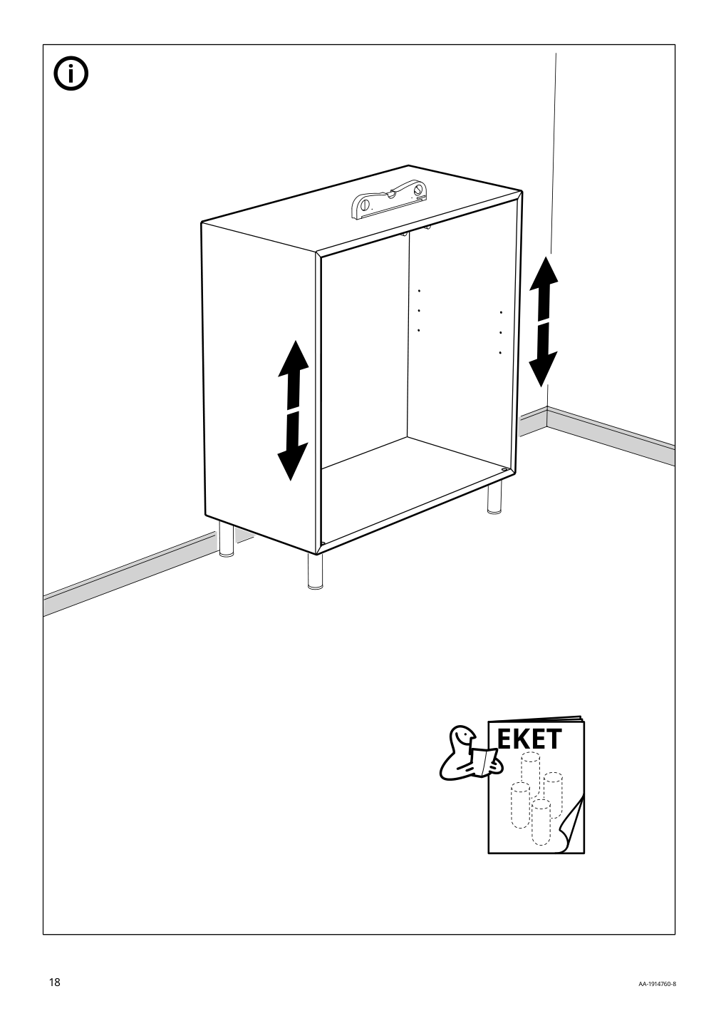 Assembly instructions for IKEA Eket cabinet with 2 doors and shelf white | Page 18 - IKEA EKET wall-mounted cabinet combination 394.942.70