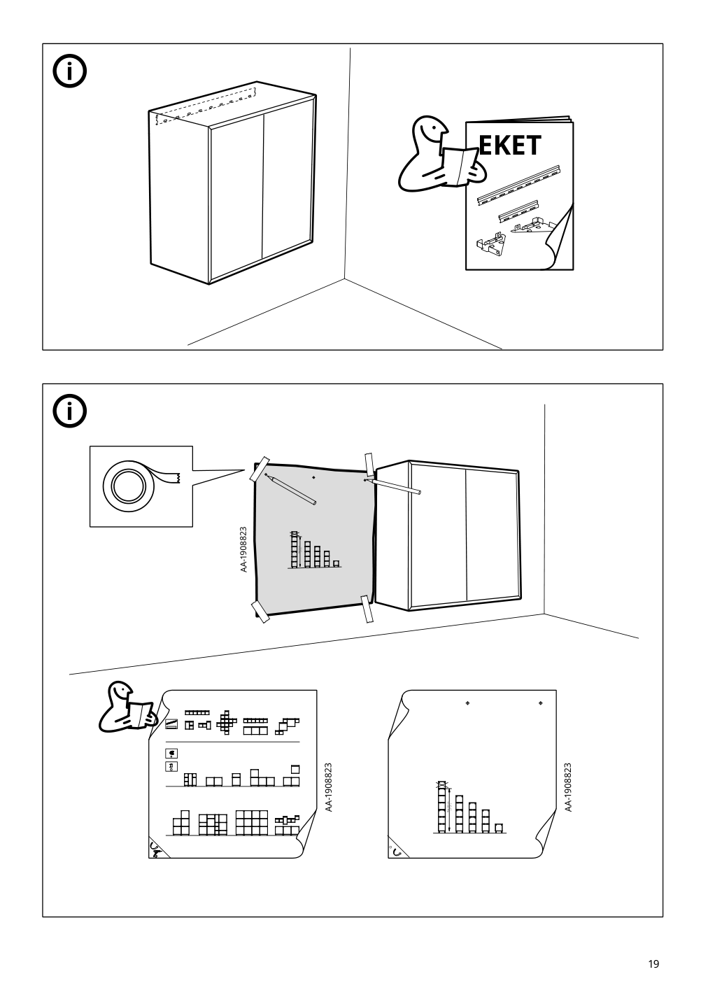 Assembly instructions for IKEA Eket cabinet with 2 doors and shelf dark gray | Page 19 - IKEA EKET wall-mounted cabinet combination 994.942.67