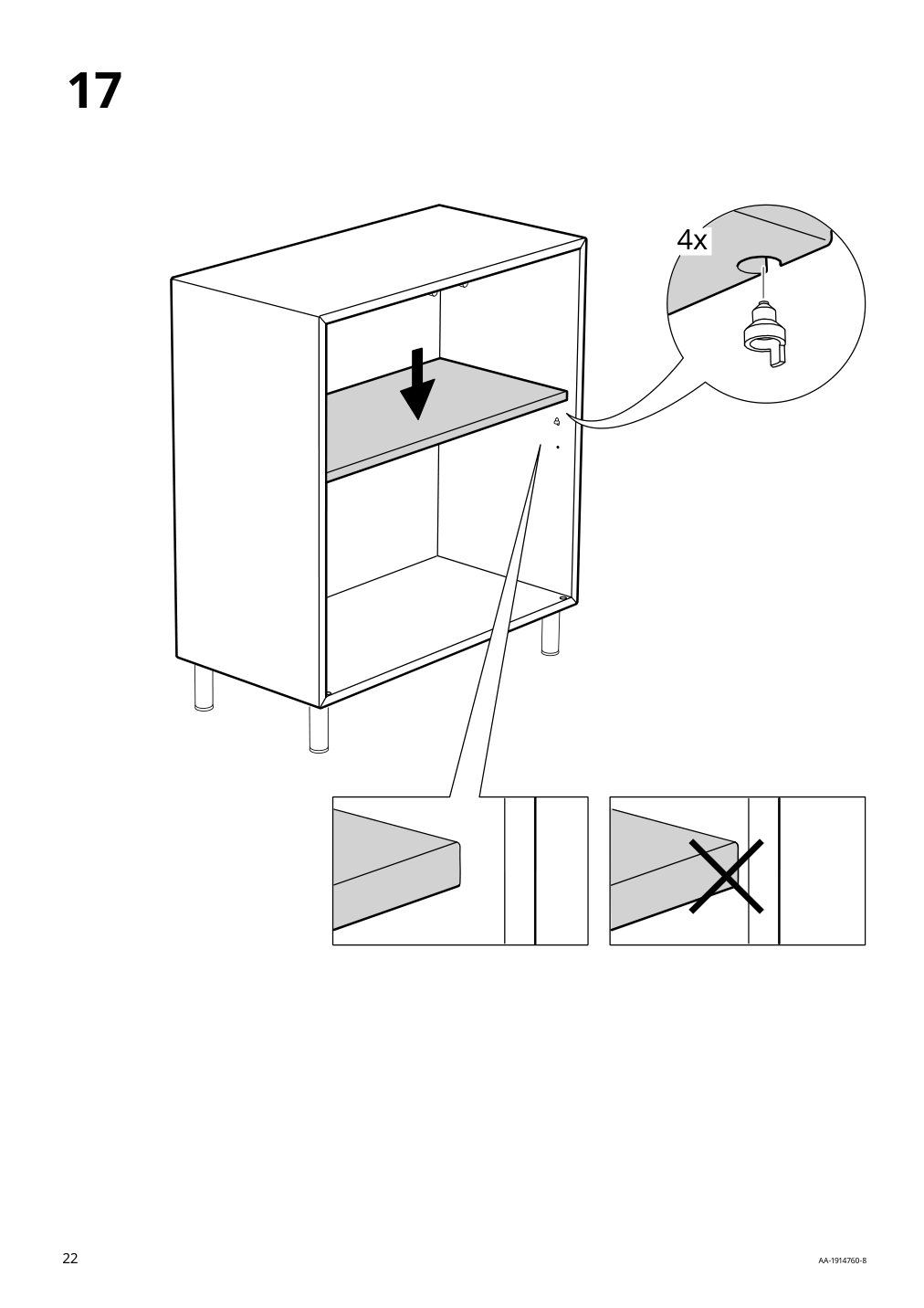 Assembly instructions for IKEA Eket cabinet with 2 doors and shelf dark gray | Page 22 - IKEA EKET cabinet with 2 doors and shelf 203.449.21