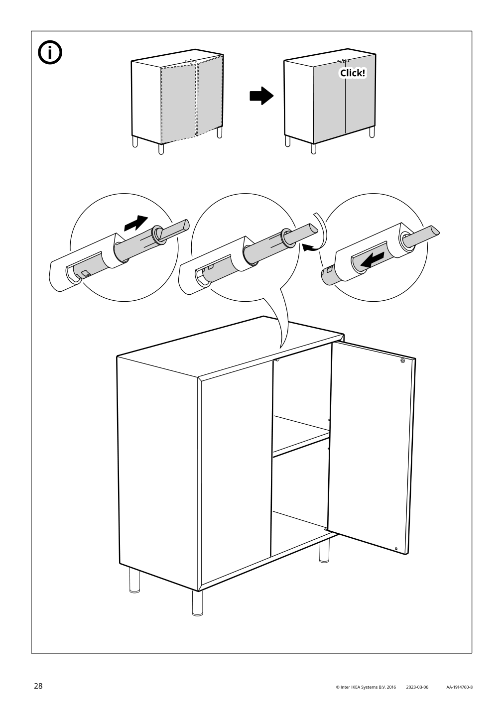 Assembly instructions for IKEA Eket cabinet with 2 doors and shelf dark gray | Page 28 - IKEA EKET storage combination with feet 894.927.68