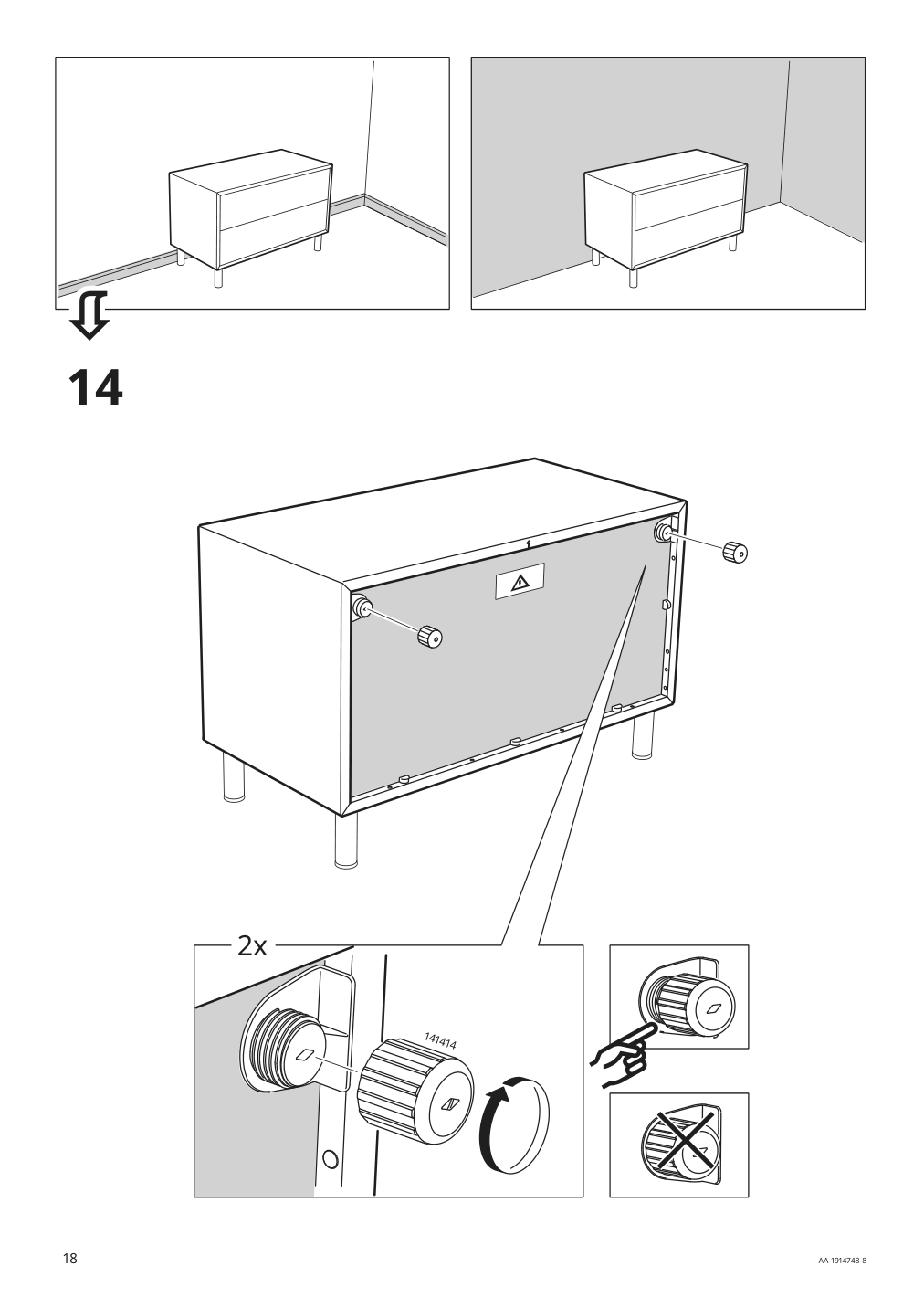 Assembly instructions for IKEA Eket cabinet with 2 drawers dark gray | Page 18 - IKEA EKET cabinet with 2 drawers 803.449.23