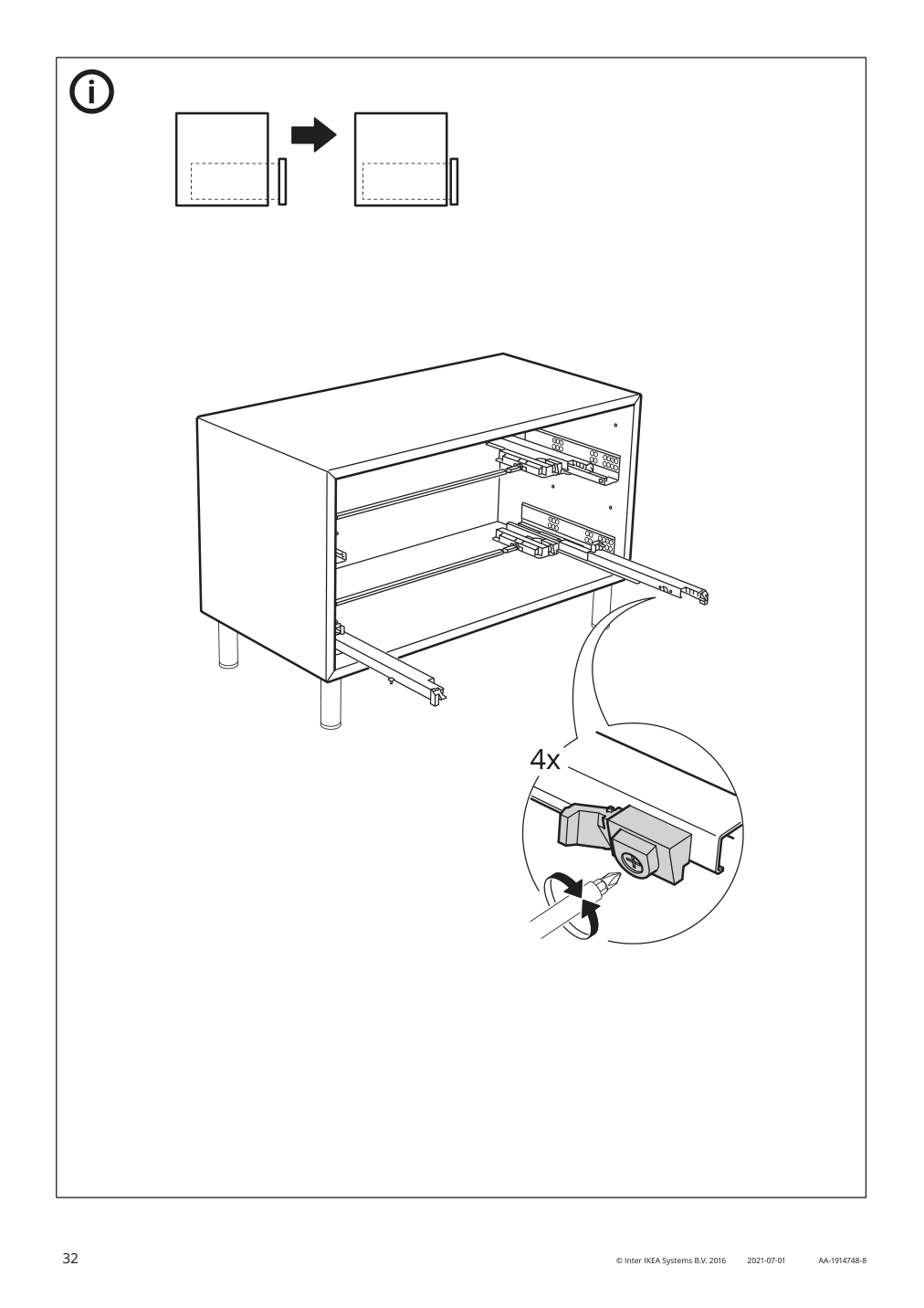 Assembly instructions for IKEA Eket cabinet with 2 drawers dark gray | Page 32 - IKEA EKET cabinet with 2 drawers 803.449.23